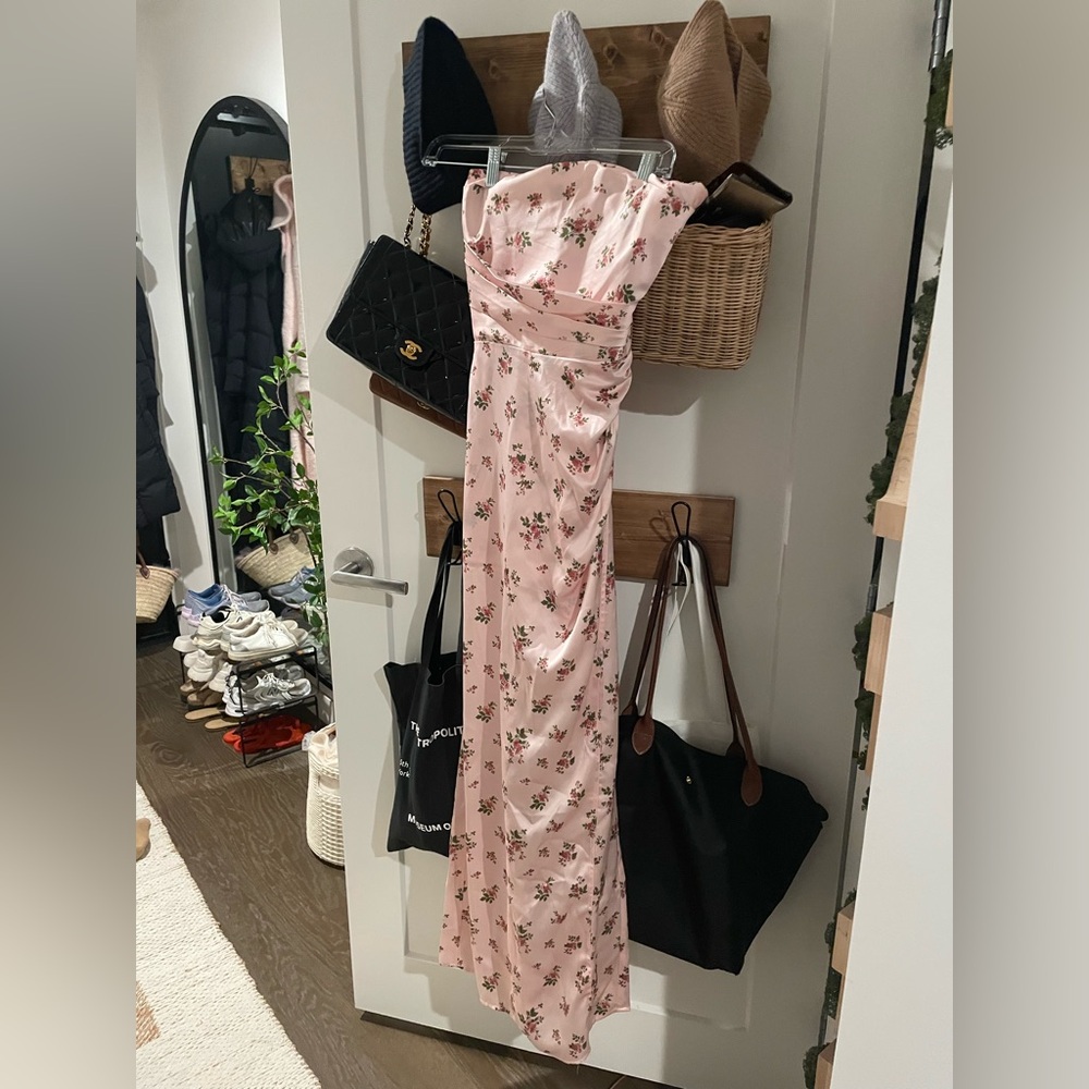 Reformation Barrow Strapless Floral Maxi Dress in Pink, Size 4